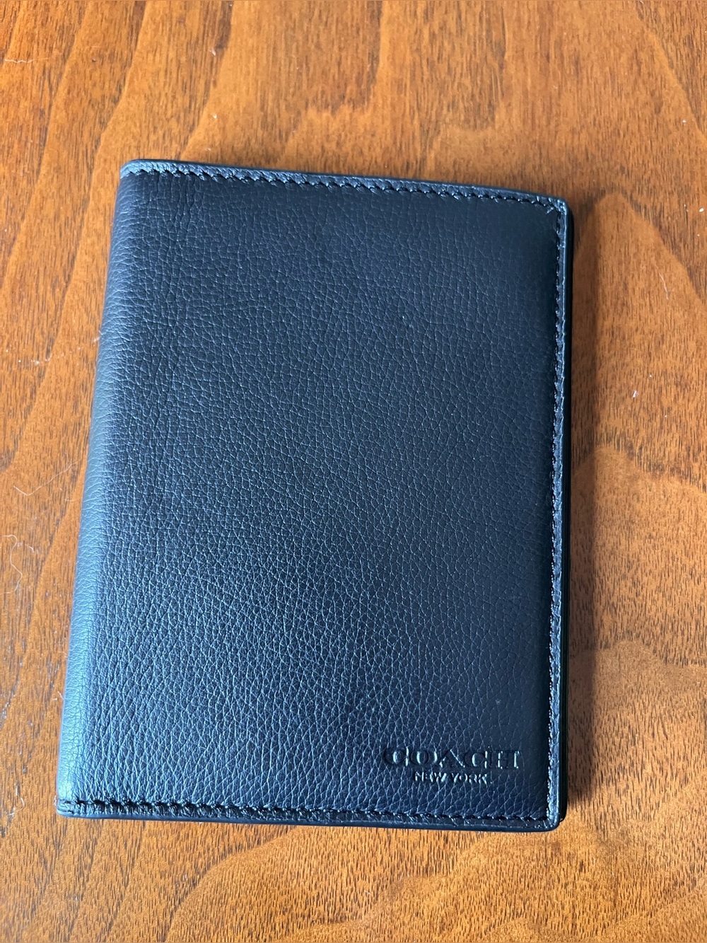 Coach Black Pebble Leather Passport/Card / Travel Document Holder.